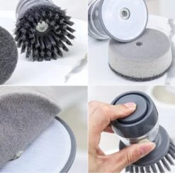 Afwasborstel Met Zeepdispenser – Met 3 Verschillende Opzet Stukken – Inclusief Houder – Grijs – Afwas Borstel Zeepreservoir – Zeep Handborstel – Doseerpomp – Afwasmiddel Dispenser – Navulbaar -Schone Winkel 1200x1189 9