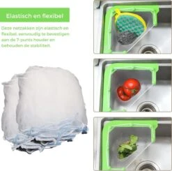 Merkloos Gootsteen Organizer - Gootsteen Afval Netje - Gootsteenontstopper - Spoelbak - Incl. 50 Netjes -Schone Winkel 1200x1191 7