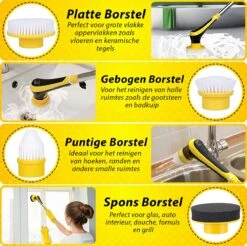 Trendosa Elektrische Schoonmaakborstel - Elektrische Schrobborstel - Poetsmachine - Handborstel - Scrubber- De Badkamer/Keuken/Auto- 10 Opzetstukken Geel -Schone Winkel 1200x1195 11