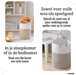 Mmoods Wasmand Katoen 72 Liter - Opbergmand Speelgoed - Wassorteerder Met Handvaten - Wasbox Badkamer - Mand Rond Badkamer Grijs -Schone Winkel 1200x1196 19