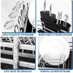 Doogo® Afdruiprek Met Bestekkorf En Lekbak Voor Keukenborden En Bestek Afdruiprek Met Draaibare Uitloop -Schone Winkel 1200x1199 25