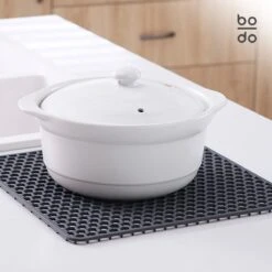 BODO Gootsteenmat Siliconen Donker Grijs - 34.5 X 34.5 Cm - Keuken Accessoires - Gootsteen Beschermer - Onderzetters Siliconen - Anti Kras -Schone Winkel 1200x1200 1193