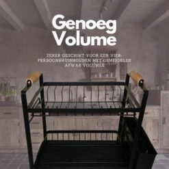 Afdruiprek - Zwart/ Met Flexibele Water Afvoer/ Borden, Pannen Bestek/ RVS/ Lichtgewicht/ Lekbak/ Luxe Uitvoering -Schone Winkel 1200x1200 1246