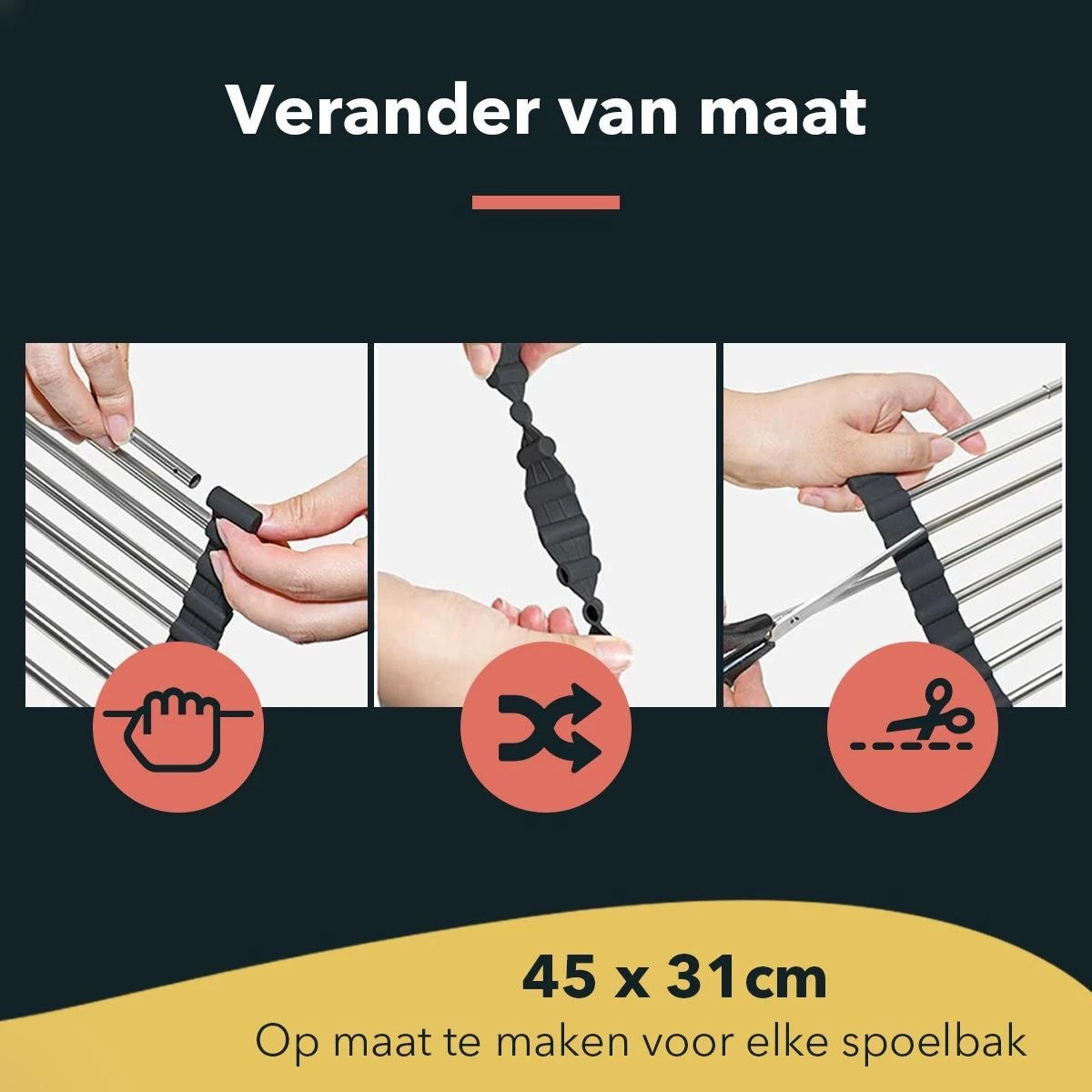 HYP. Afdruiprek Voor Afwas RVS - Pannen Rooster Hittebestendig - Afdruiprooster - Pannenonderzetter - Afkoelrooster - Camping - Rolmat 4 HYP. Afdruiprek Voor Afwas RVS - Pannen Rooster Hittebestendig - Afdruiprooster - Pannenonderzetter - Afkoelrooster - Camping - Rolmat - Afbeelding 2