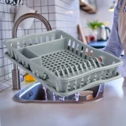 Merkloos Decopatent® Afdruiprek Voor Afwas - Afdruiprekje Met Lekbak - Kunststof Afdruipmat - Afwassen Borden & Bestek - 32.5x49x9 - Grijs -Schone Winkel 1200x1200 1284