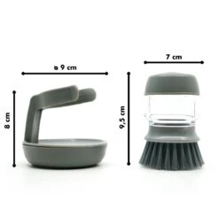 In Round Afwasborstel Met Zeepdispenser / Zeepreservoir – Inclusief Houder – Grijs – Afwas Borstel – Zeep Handborstel – Doseerpomp – Afwasmiddel Dispenser – Navulbaar -Schone Winkel 1200x1200 1338