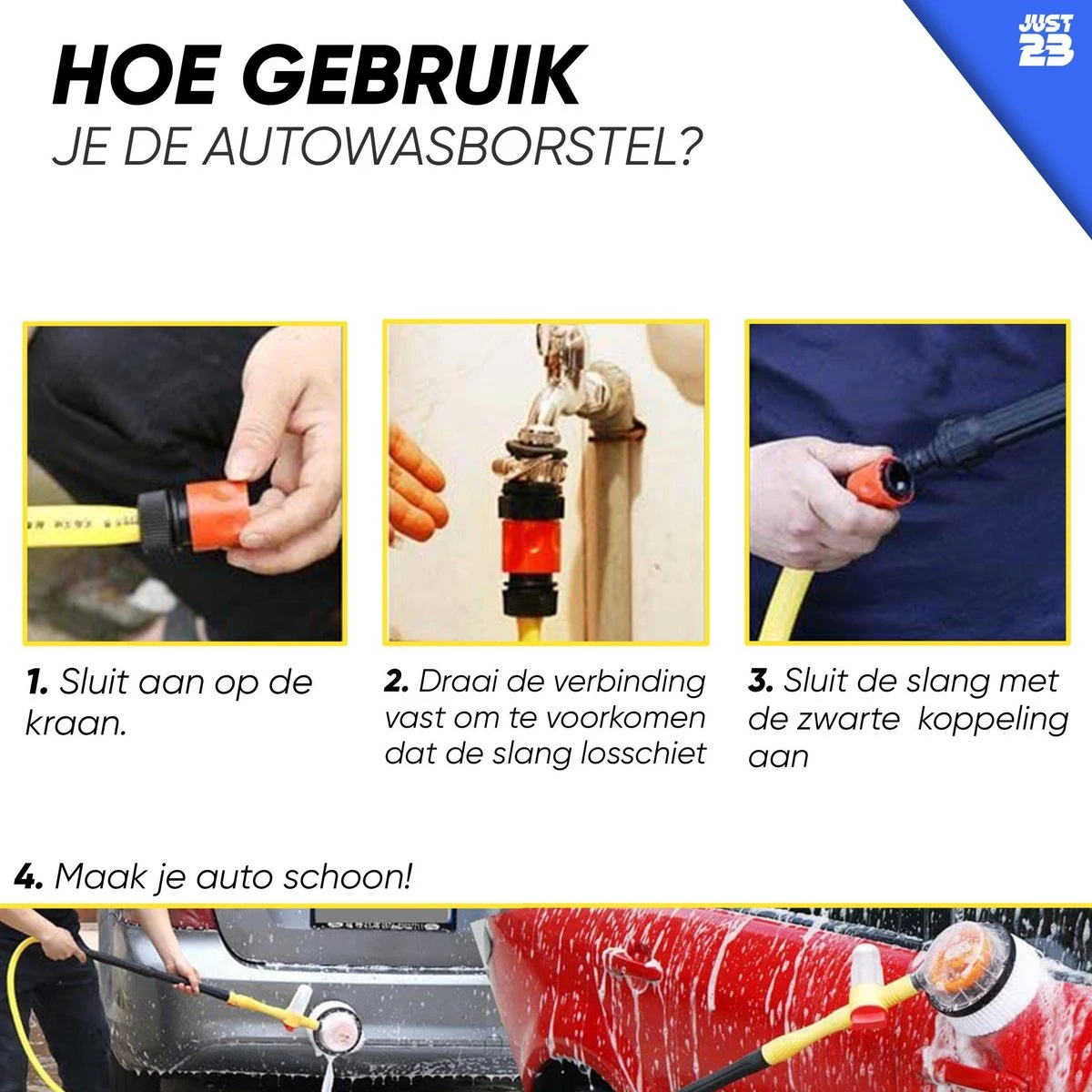 JUST23 Telescopische Autowasborstel – Schrobber Met Steel – Velgenborstel - Autowasset Met Zeep - Roterende Schoonmaakborstel - Multifunctionele Wasborstel 4 JUST23 Telescopische Autowasborstel – Schrobber Met Steel – Velgenborstel - Autowasset Met Zeep - Roterende Schoonmaakborstel - Multifunctionele Wasborstel - Afbeelding 2