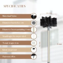Waay Lifestyle Schoorsteenveegset - Schoorsteenborstel 6 Meter - Schoorsteenreiniger - Schrobborstels - Schoorsteenveger - Flexibele Steel - Geschikt Voor Boormachine - Wit -Schone Winkel 1200x1200 1428