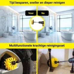 Merkloos 4-delige Borstelset Voor Boormachine - Inclusief Verlengstuk - Opzetborstels - Schrobborstel - Schuurborstel - Schoonmaakborstel - Tapijtreiniger - Brush - Geel - Gratis Verzending -Schone Winkel 1200x1200 1457