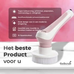 GoScrub® Elektrische Schoonmaakborstel – Elektrische Schrobber - Schrobborstel – Voor Badkamer Of Keuken – Schrobber Met Steel – Luiwagen – Polijstmachine - Roze -Schone Winkel 1200x1200 1475