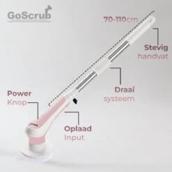GoScrub® Elektrische Schoonmaakborstel – Elektrische Schrobber - Schrobborstel – Voor Badkamer Of Keuken – Schrobber Met Steel – Luiwagen – Polijstmachine - Roze -Schone Winkel 1200x1200 1478