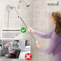 GoScrub® Elektrische Schoonmaakborstel – Elektrische Schrobber - Schrobborstel – Voor Badkamer Of Keuken – Schrobber Met Steel – Luiwagen – Polijstmachine - Roze -Schone Winkel 1200x1200 1481