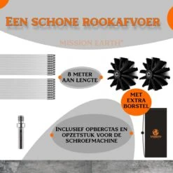 Schoorsteenveegset - 8 Meter - 2 Borstelkoppen - Professioneel - Schoorsteen Borstel - Veegkit - Haardset Voor Houtkachel - Flexibel - Schoorsteenveger - Pelletkachel Accessoires - Schoorsteen Reiniger - Geschikt Voor Boormachines -Schone Winkel 1200x1200 1488