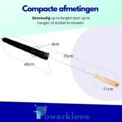 Powarkleen® - Radiatorborstel - Flexibel - Houten Handvat - Roestvrijstaal - Schoonmaakborstel - 70cm Lang! - 1 Stuk -Schone Winkel 1200x1200 1490