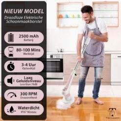 Trendosa Elektrische Schoonmaakborstel - Elektrische Schrobborstel - Poetsmachine - Handborstel - Scrubber- De Badkamer/Keuken/Auto- Roze -Schone Winkel 1200x1200 1493