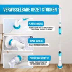 Strex Elektrische Schoonmaakborstel - Draadloze Schrobborstel - Schrobber - 3 Opzetstukken - Telescoopsteel - Poetsmachine Met Krachtige Accu -Schone Winkel 1200x1200 1541