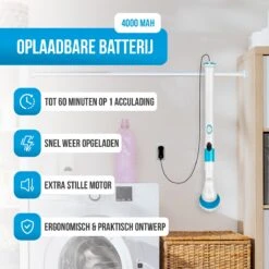 Strex Elektrische Schoonmaakborstel - Draadloze Schrobborstel - Schrobber - 3 Opzetstukken - Telescoopsteel - Poetsmachine Met Krachtige Accu -Schone Winkel 1200x1200 1543