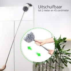 Vannons - Plumeau - Ragebol - Plumeau Uitschuifbaar Tot 245 Cm - Met Telescoopsteel - Wasbaar Microvezel - Grijs Wit -Schone Winkel 1200x1200 1595