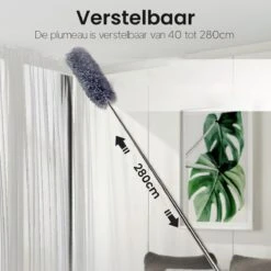 Plumeau Uitschuifbaar Tot 280cm - RVS - Telescopisch - Plumeau Met Telescoopsteel - 360° Flexibel -Schone Winkel 1200x1200 1638
