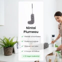 Plumeau Uitschuifbaar Tot 280cm - RVS - Telescopisch - Plumeau Met Telescoopsteel - 360° Flexibel -Schone Winkel 1200x1200 1640