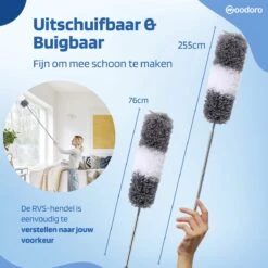 Woodoro Ragebol Uitschuifbaar Complete 9-Delige Set - Verstelbare Telescoopsteel - Plumeau - RVS - Zwart & Grijs -Schone Winkel 1200x1200 1655