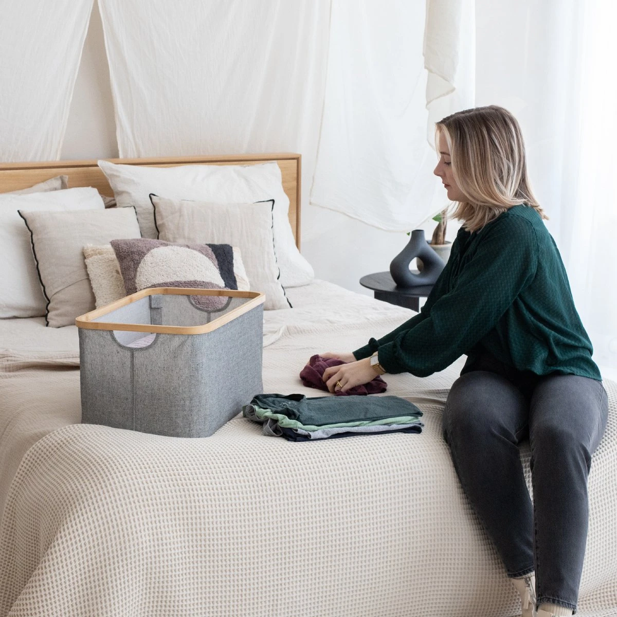 Gadgy Opvouwbare Wasmand - Heupwasmand 45 L - Opbergmand - Wasbox - Wasmanden - Grijs 6 Gadgy Opvouwbare Wasmand - Heupwasmand 45 L - Opbergmand - Wasbox - Wasmanden - Grijs - Afbeelding 4