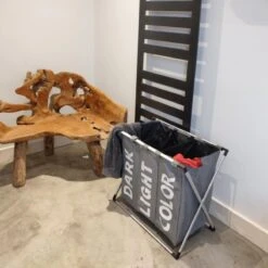 Wasmand Met 3 Vakken - 90 Liter - Opvouwbaar En Afneembaar Frame - Wassorteerder In Verschillende Kleuren - Badkamer Wasgoed Organizer Met Sluitbare Zak - Zwart -Schone Winkel 1200x1200 1731