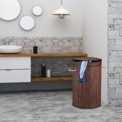 Relaxdays Wasmand Bamboe - Ronde Wasbox Met Deksel - 63 X 40 Cm - 65 Liter - Zwart -Schone Winkel 1200x1200 1762