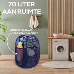 Allsa Wasmand - Opvouwbare Wasmand - 70 L - Extra Opbergvak - Stevig - Blauw -Schone Winkel 1200x1200 1767