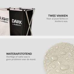 Buxibo Wasmand 2 Vakken - Wassorteerder - Wasmanden - Opvouwbaar - Wasbox - 90L - Laundry Basket - Dubbele Wasmand -Schone Winkel 1200x1200 1783