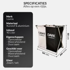 Buxibo Wasmand 2 Vakken - Wassorteerder - Wasmanden - Opvouwbaar - Wasbox - 90L - Laundry Basket - Dubbele Wasmand -Schone Winkel 1200x1200 1788