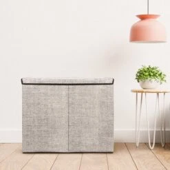 Zonovi Wasmand – 3 Vakken Met Deksel – Opvouwbaar – Wassorteerder – Dubbele Wasmand – Laundry Basket – Wasbox – Organizer Kleding - Stof – Grijs – 110 Liter -Schone Winkel 1200x1200 1793