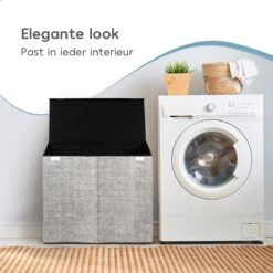 Zonovi Wasmand – 3 Vakken Met Deksel – Opvouwbaar – Wassorteerder – Dubbele Wasmand – Laundry Basket – Wasbox – Organizer Kleding - Stof – Grijs – 110 Liter -Schone Winkel 1200x1200 1794
