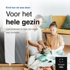 Vivid Green Wasmand Met 3 Vakken - Wassorteerder - Opvouwbaar - Wasmanden - Bamboe - 105L -Schone Winkel 1200x1200 1825