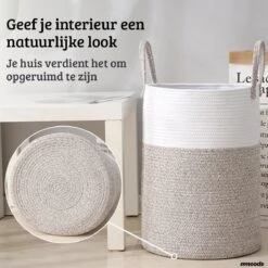 Mmoods Wasmand Katoen 72 Liter - Opbergmand Speelgoed - Wassorteerder Met Handvaten - Wasbox Badkamer - Mand Rond Badkamer Grijs -Schone Winkel 1200x1200 1837