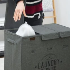 Wasmand 3 Vakken Met Deksel - 84L Wasverzamelaar Wassorteerder Opvouwbaar Groot -Schone Winkel 1200x1200 1850