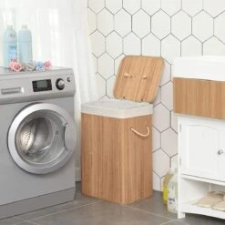 Merkloos Bamboe Wasmand Met Deksel, Katoenen Zak En Handvaten - 72L - Natuurlijk Bruin 10 Merkloos Bamboe Wasmand Met Deksel, Katoenen Zak En Handvaten - 72L - Natuurlijk Bruin -Schone Winkel 1200x1200 1877