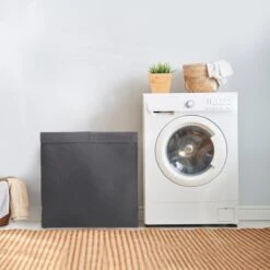 LifeGoods Dubbele Wasmand - 120L - Deksel En Handvaten - 2 Vakken - Grijs -Schone Winkel 1200x1200 1889