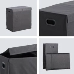 LifeGoods Dubbele Wasmand - 120L - Deksel En Handvaten - 2 Vakken - Grijs -Schone Winkel 1200x1200 1890