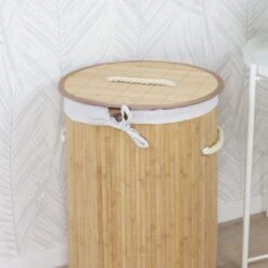 Orange85 Wasmand - Met Deksel - Rond Bamboe - 48 Liter - Bruin - 35x50 Cm - Wasmanden -Schone Winkel 1200x1200 1895
