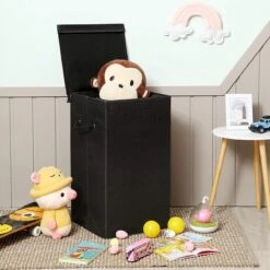 Opvouwbare Wasmand Met Deksel En Handvaten, 85L - Zwart -Schone Winkel 1200x1200 1907