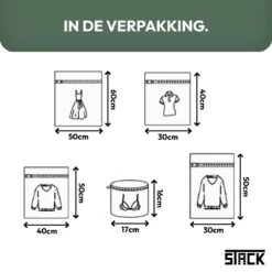 STACK Waszakken | Set Van 5 Waszakjes Met Rits - Waszak - Wasnet - Kledingzakjes - BH Was Zakjes - Laundry Bag Set Voor Ondergoed - Kleding - Delicaat Wasgoed - Wasmachine Zakjes - Wasgoed -Schone Winkel 1200x1200 730