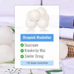 DRYQUICK Drogerballen- Wasbollen- Duurzaam Schapenwol - Herbruikbaar- 6 XL Wasballen Wit -Schone Winkel 1200x1200 778