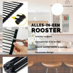 Kitch&Life Afdruiprek Oprolbaar - Mat Zwart - Pannenonderzetter - Afdruipmat - Keukenrek 3-in-1 -Schone Winkel 1200x1200 953