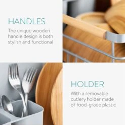 Navaris Afdruiprek Met Uitneembare Bestekhouder - Afwasrek Met Losse Lekbak - Vaatwasrek Met Plateau - Voor Bestek, Borden, Schalen En Pannen -Schone Winkel 1200x1200 990