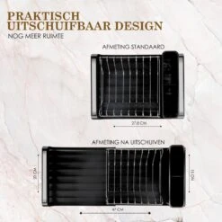 MIRI Afdruiprek – Afwasrek – Uitschuifbaar – Met Lekbak In Gootsteen – Afwas – Roestvrij Staal – Zwart 12 MIRI Afdruiprek – Afwasrek – Uitschuifbaar – Met Lekbak In Gootsteen – Afwas – Roestvrij Staal – Zwart -Schone Winkel 1200x1200 996