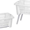 Excellent Houseware Wasmand Met Poten - Uitklapbaar - Kunststof - Wit