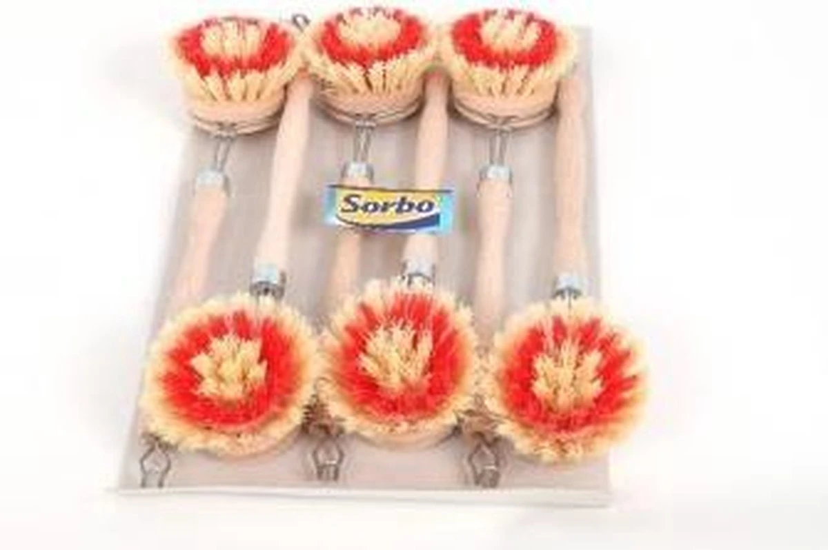 Sorbo Afwasborstel - Hout - Rond - 6 Stuks 3 Sorbo Afwasborstel - Hout - Rond - 6 Stuks