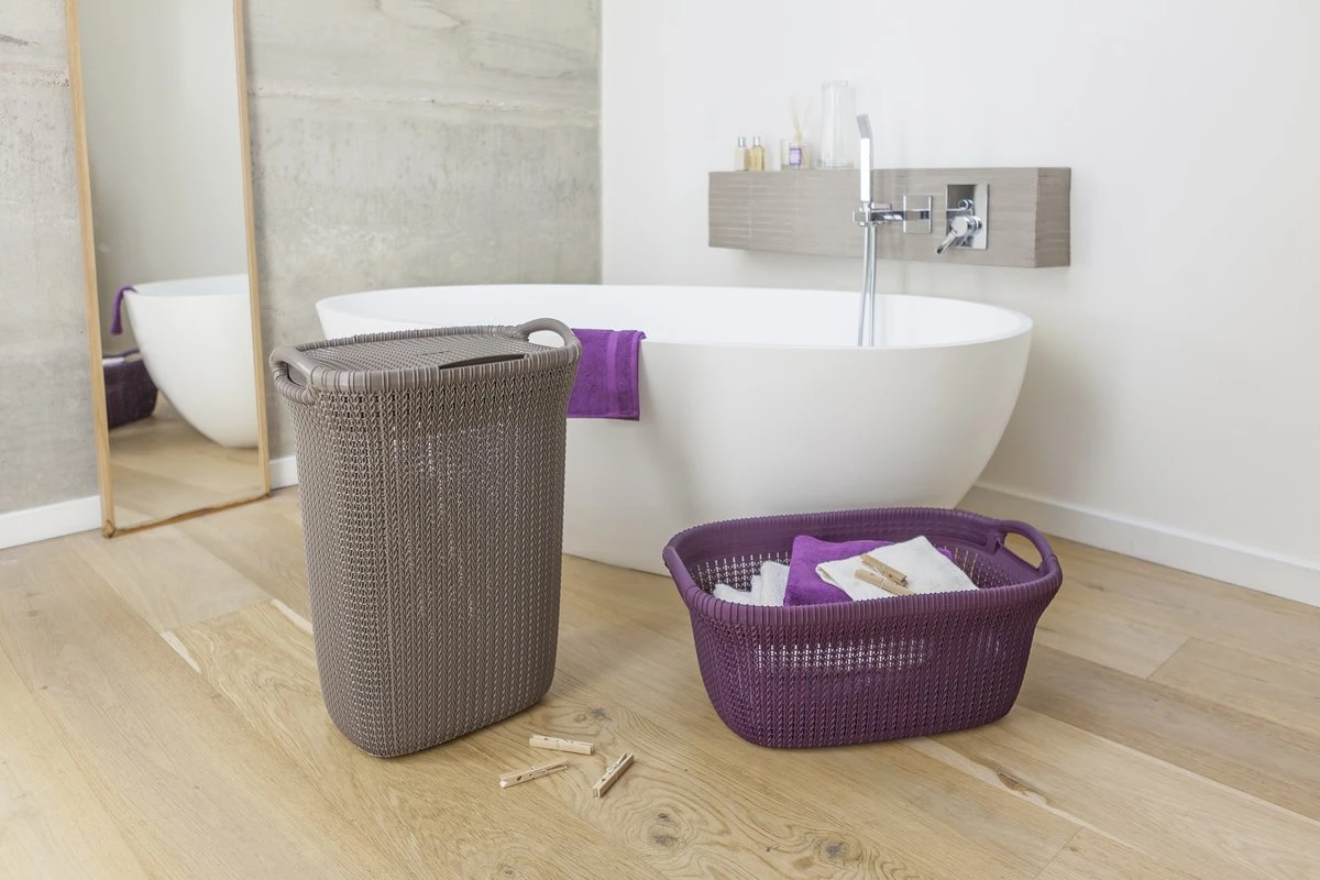 Curver Knit Wasmand Met Deksel - 57L - Bruin 5 Curver Knit Wasmand Met Deksel - 57L - Bruin - Afbeelding 3