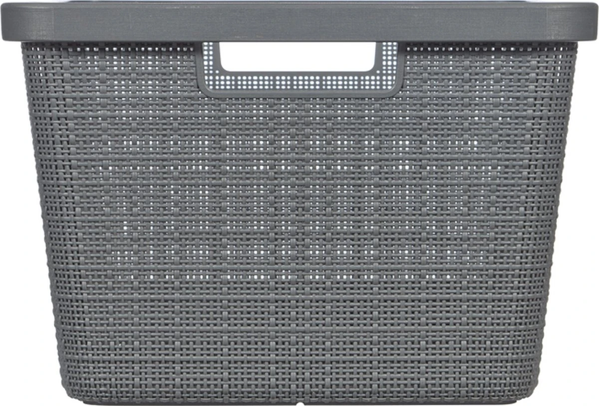 Curver Jute Wasmand Met Deksel 58L + Wasmand 46L - Donkergrijs 12 Curver Jute Wasmand Met Deksel 58L + Wasmand 46L - Donkergrijs - Afbeelding 10
